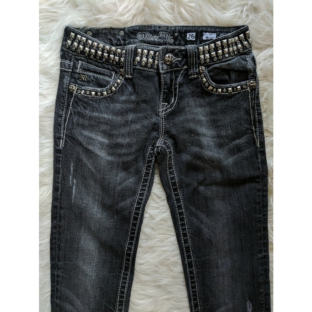 Grey Studded Miss Me Jeans